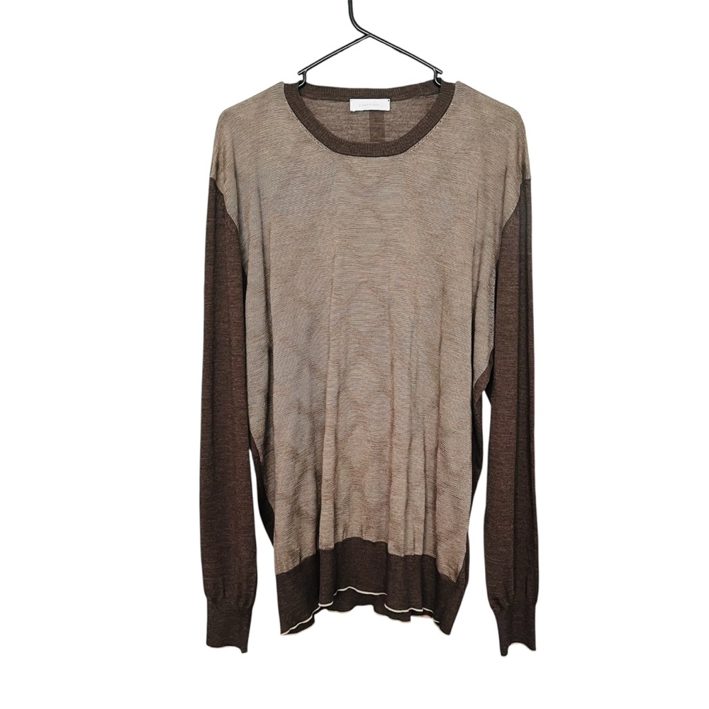 Cortigiani Men's Virgin Wool Sweater Brown SZ 56 IT US 46 Classic Casual